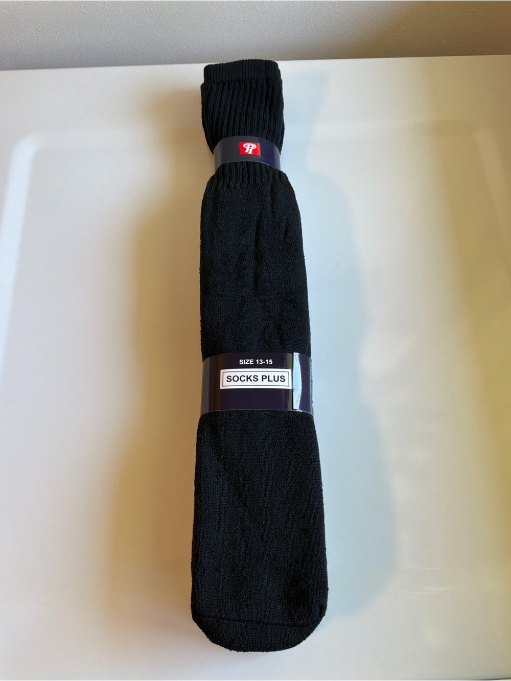 SOCKS PLUS Men’s Big + Tall Black Size 13-15 Casual Tube Socks 4 Pair